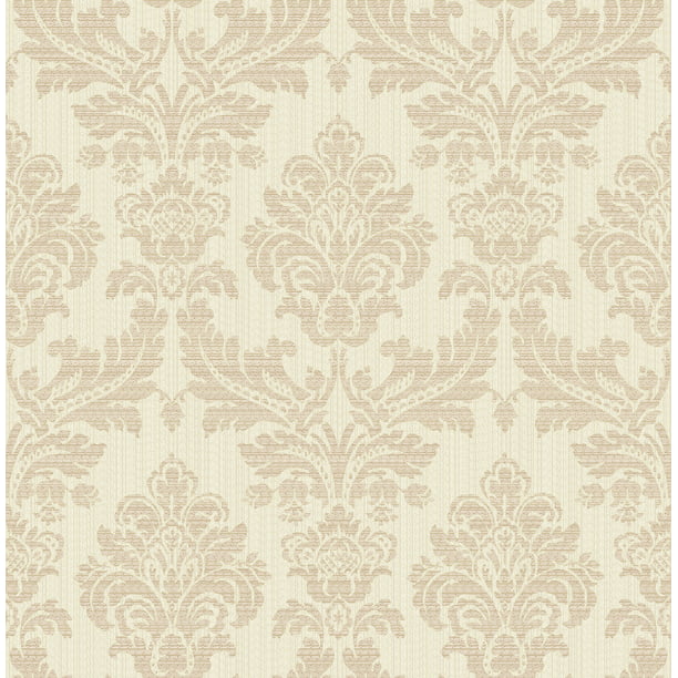 Cream and Sand in the Arts and Crafts Style Victorian Damask Wallpaper in Gold